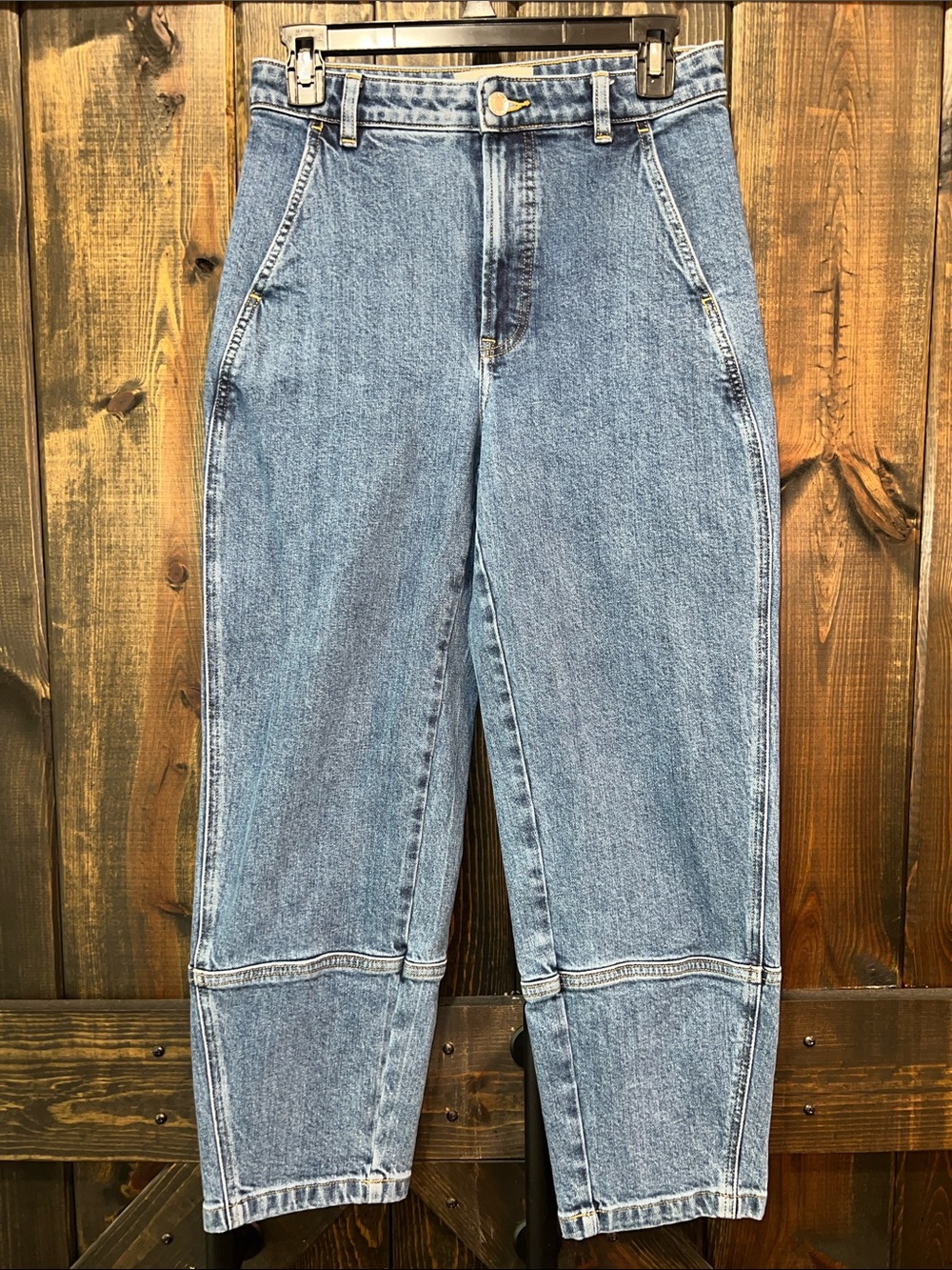 Everlane The Utility Barrel Jean 27 Medium Wash High Rise Curved Leg Minimalist
